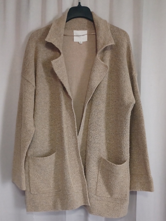 Thread & Supply Sweaters - Thread & Supply Vita Oatmeal Boucle Open Front Cardigan Jacket Size XL Coatigan